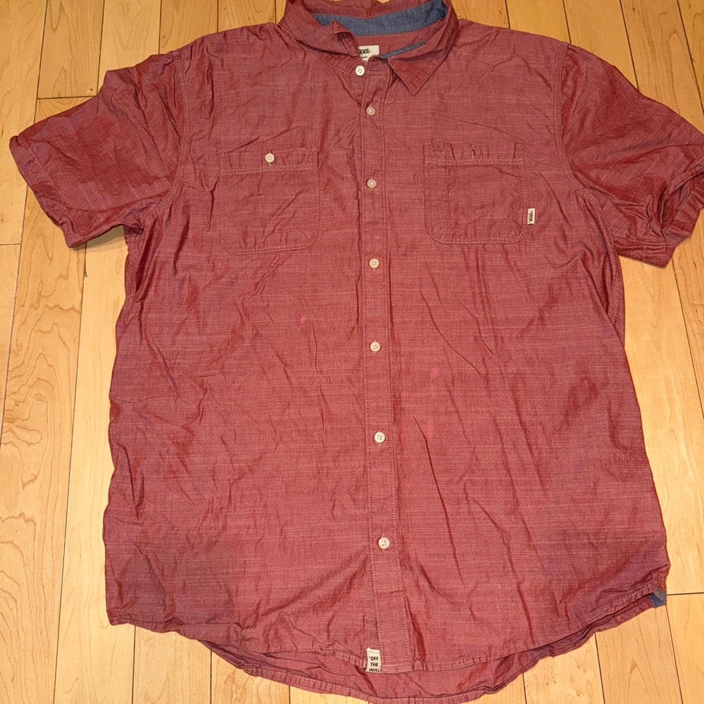 Vans Red Casual Button Down Shirt Relaxed Fit